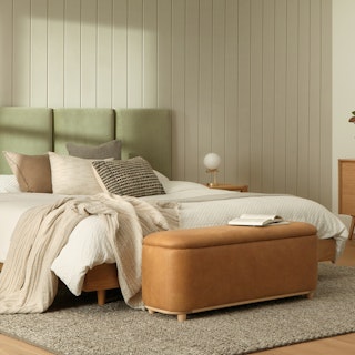 Maribo 48" Leather Storage Ottoman - Rawhide Tan