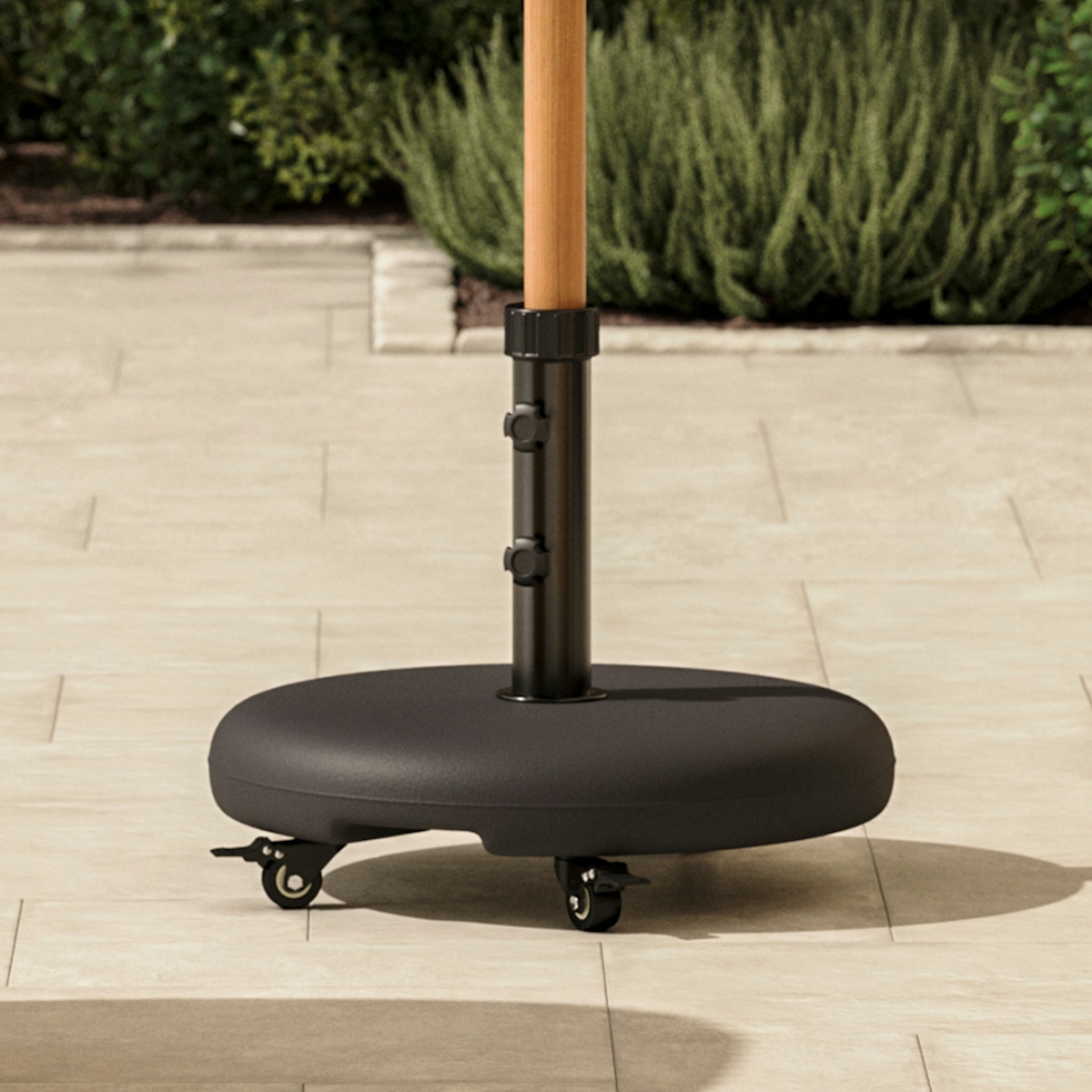 Black Concrete Outdoor Patio Wheeled Umbrella Base Paima Article
