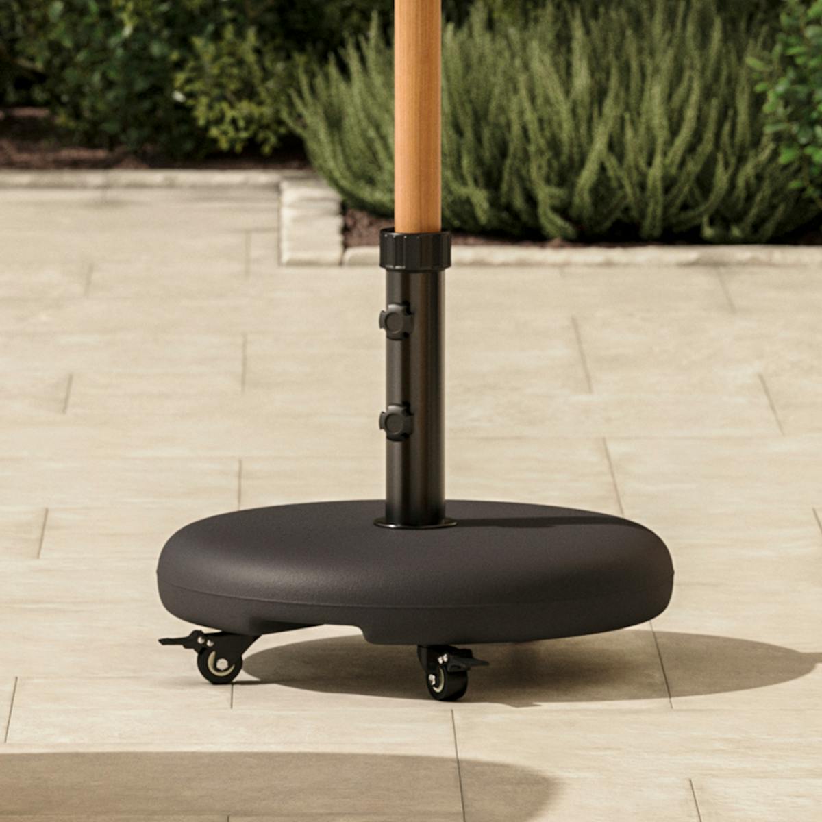 california umbrella black patio umbrella base with wheels Black Concrete Outdoor Patio Wheeled Umbrella Base | Paima