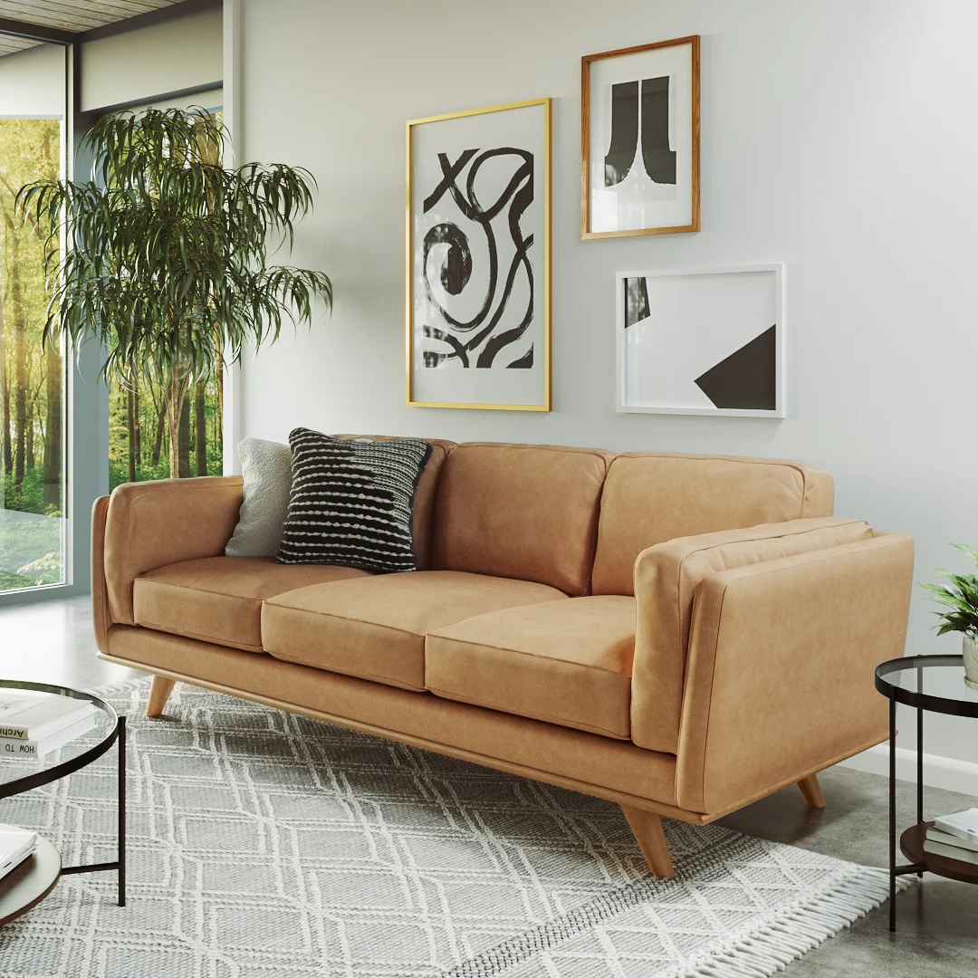 Timber 90" Leather Sofa - Charme Tan