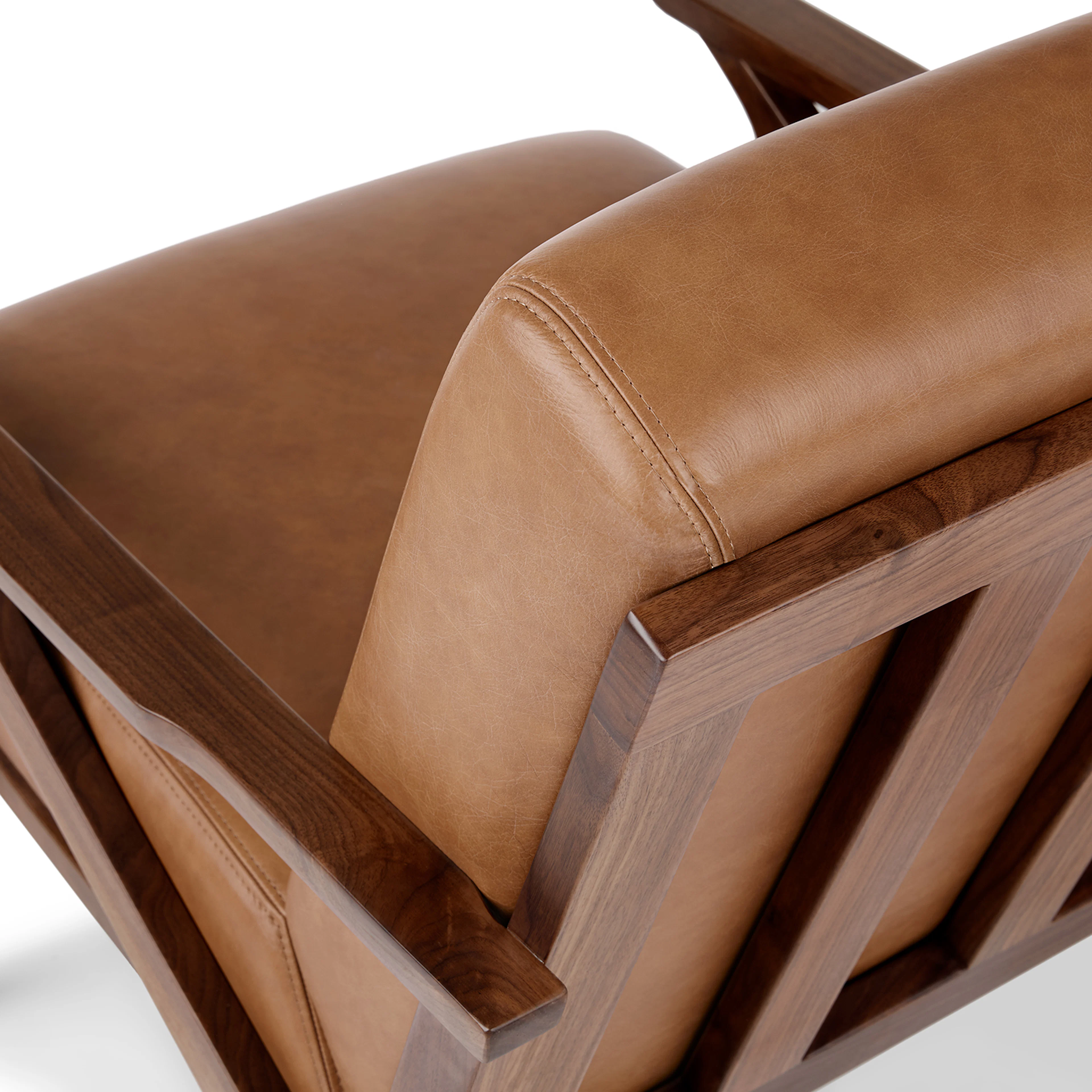 Otio 26" Leather Lounge Set - Walnut and Toscana Tan