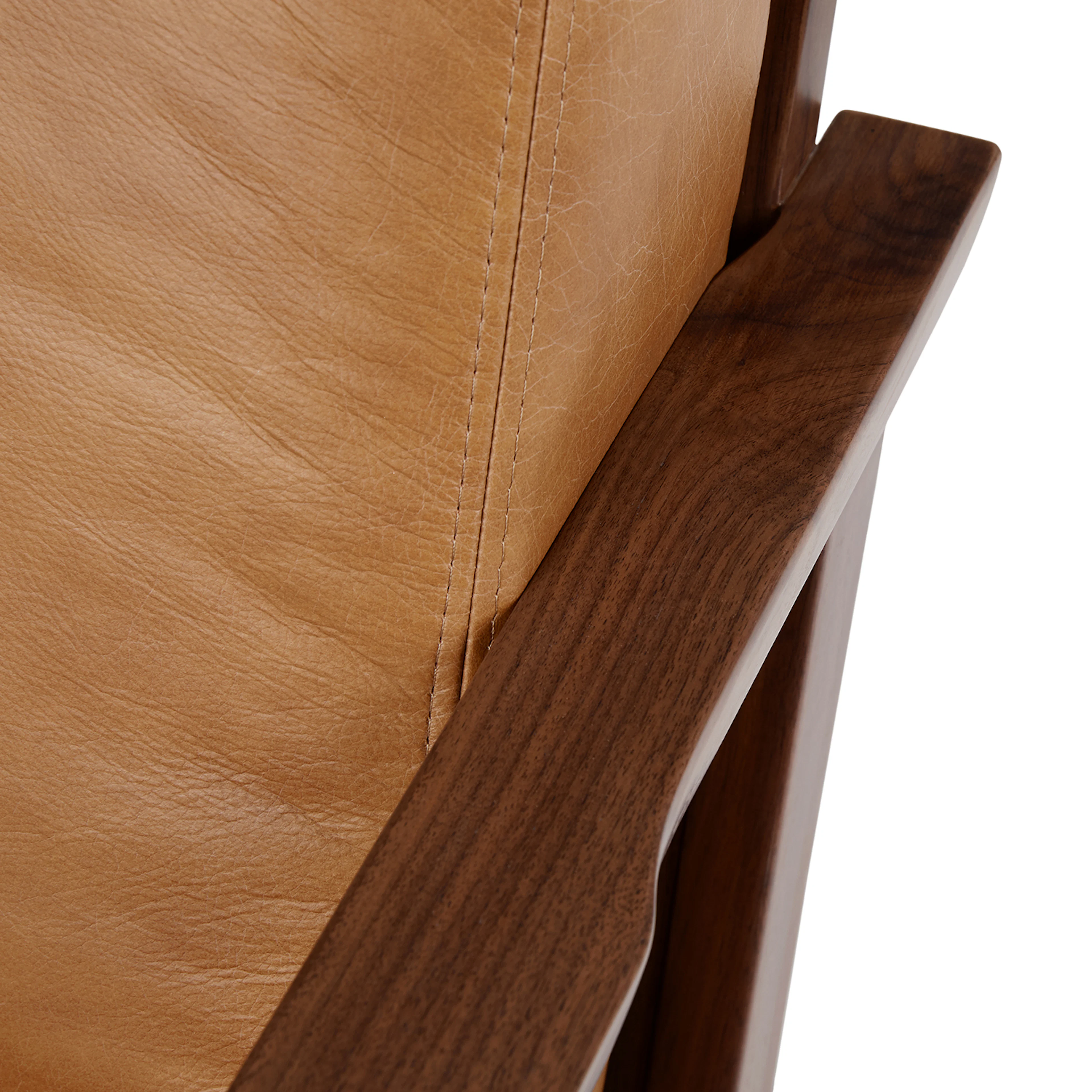 Otio 26" Leather Lounge Set - Walnut and Toscana Tan