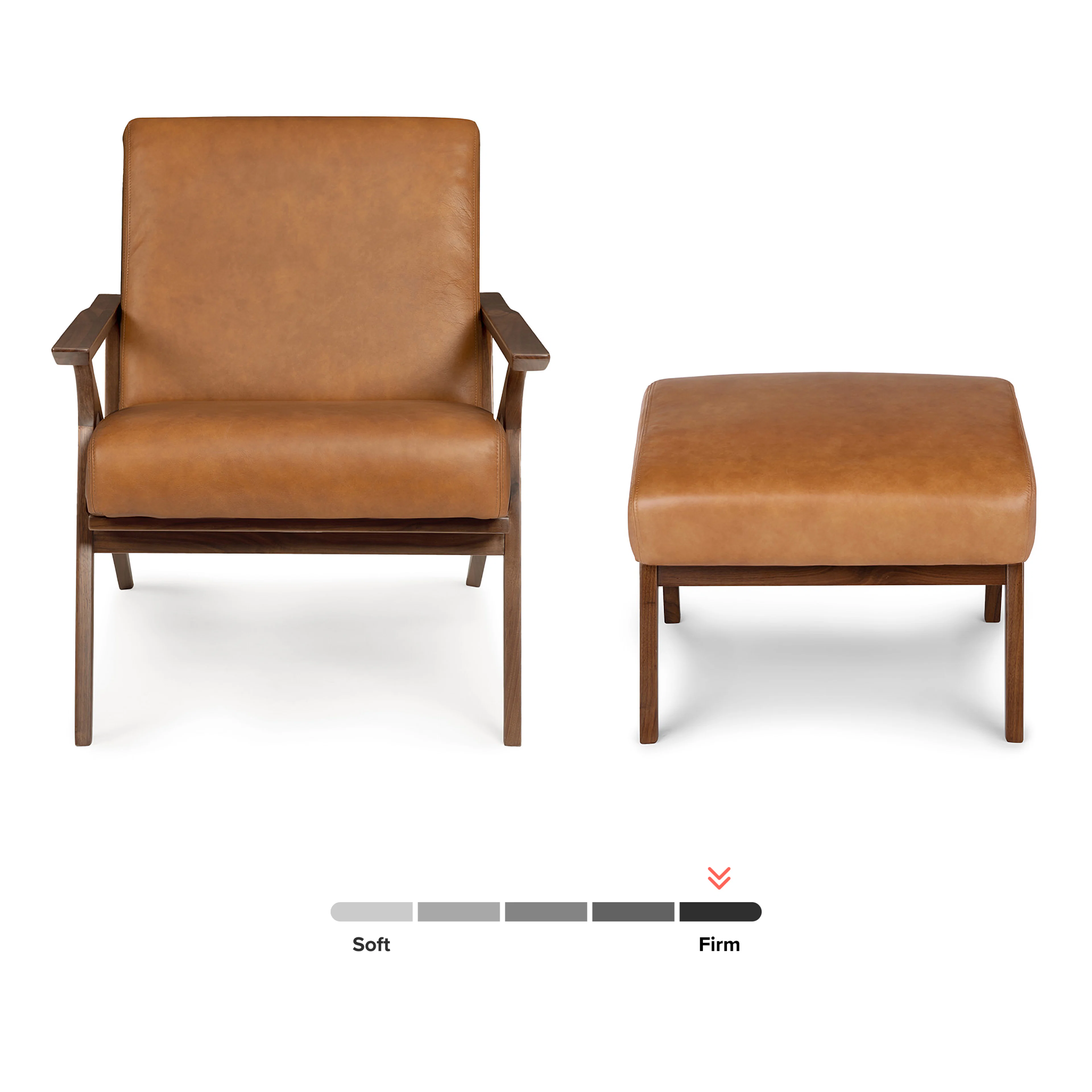 Otio 26" Leather Lounge Set - Walnut and Toscana Tan
