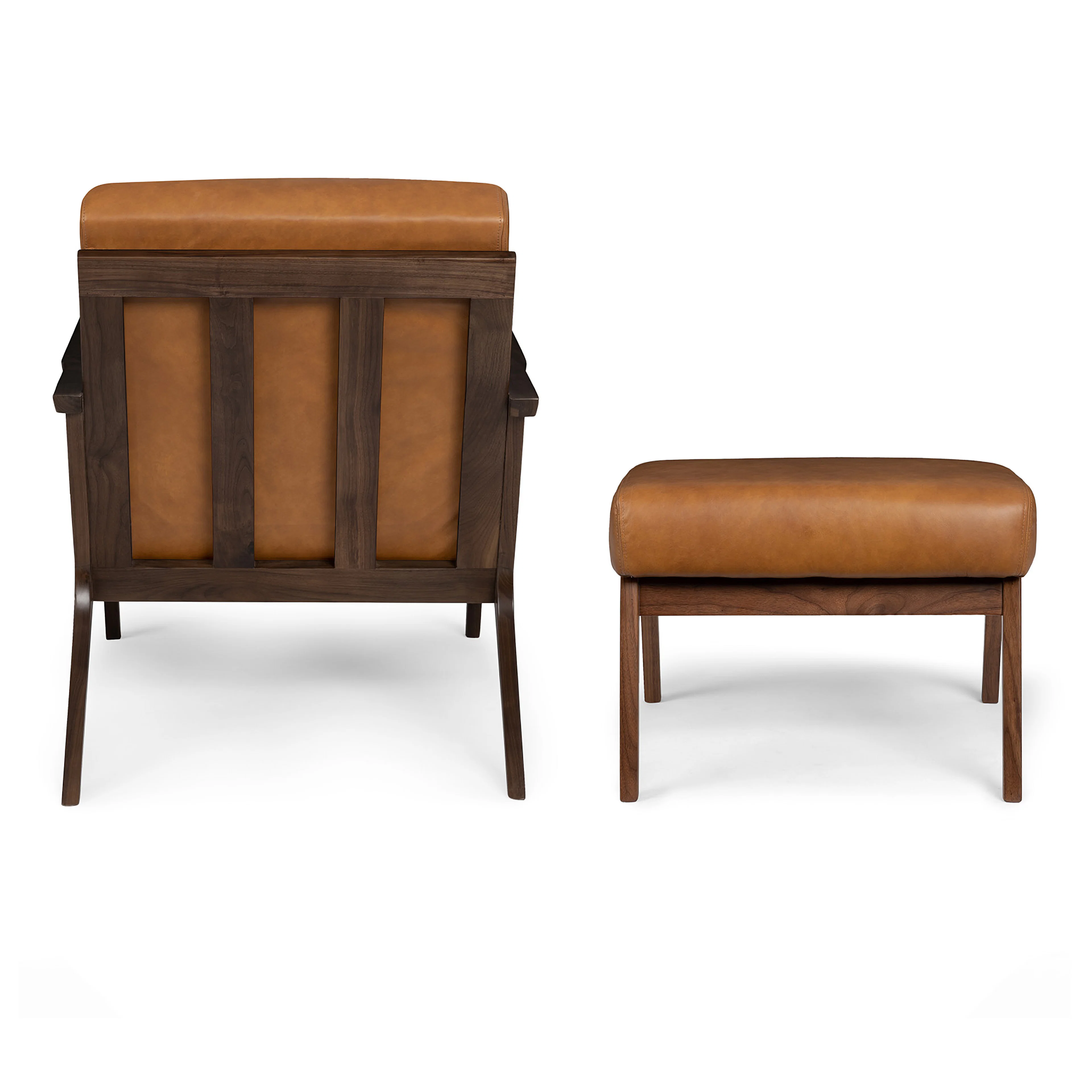 Otio 26" Leather Lounge Set - Walnut and Toscana Tan