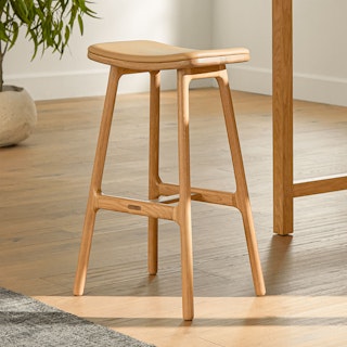 Esse Leather Counter Stool - Light Oak and Roam Tan