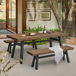 Sardis 77" Outdoor Dining Set - Vintage Brown