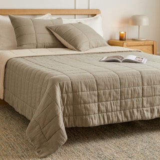 Leni Gauze Cotton Duo Taupe King Quilt