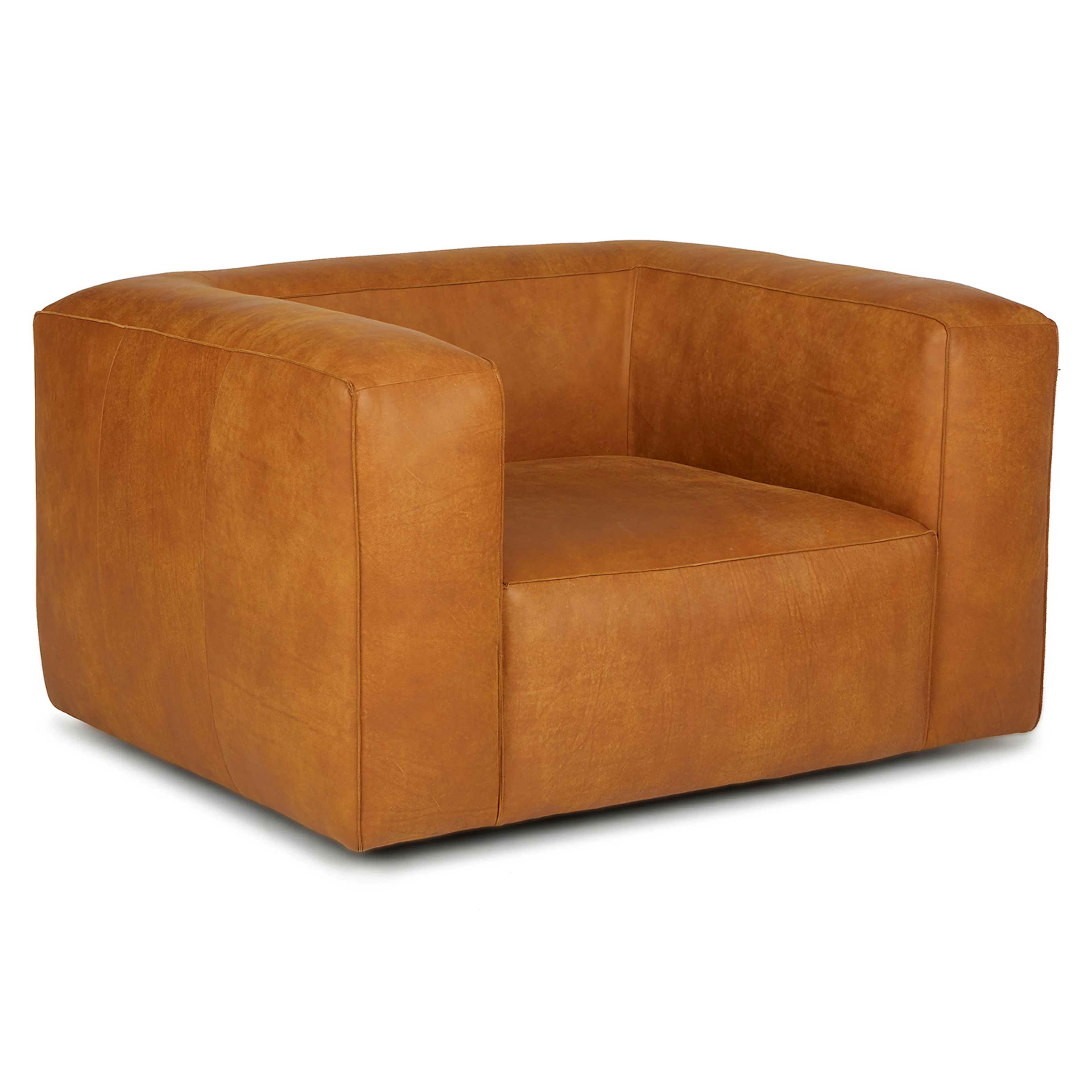 Cigar 44" Rawhide Tan Leather Swivel Lounge Chair