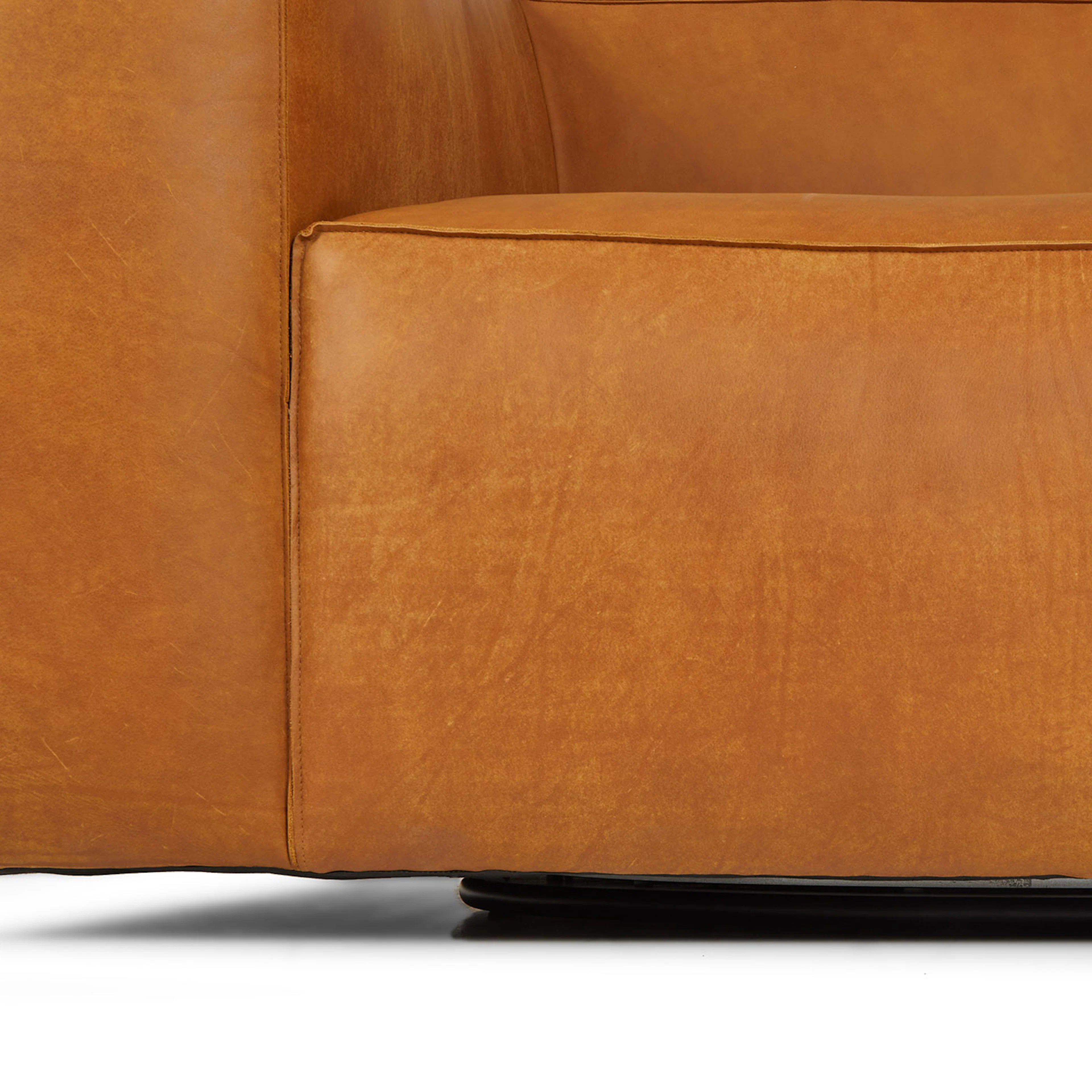 Cigar 44" Rawhide Tan Leather Swivel Lounge Chair