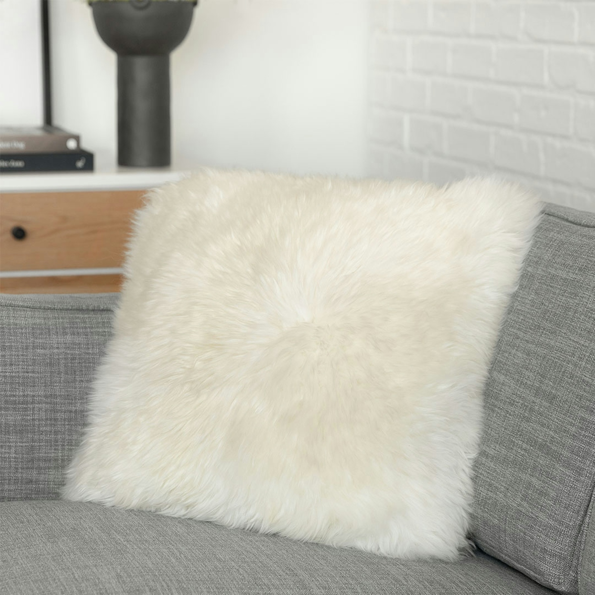 Lanna Sheepskin Pillow - Ivory