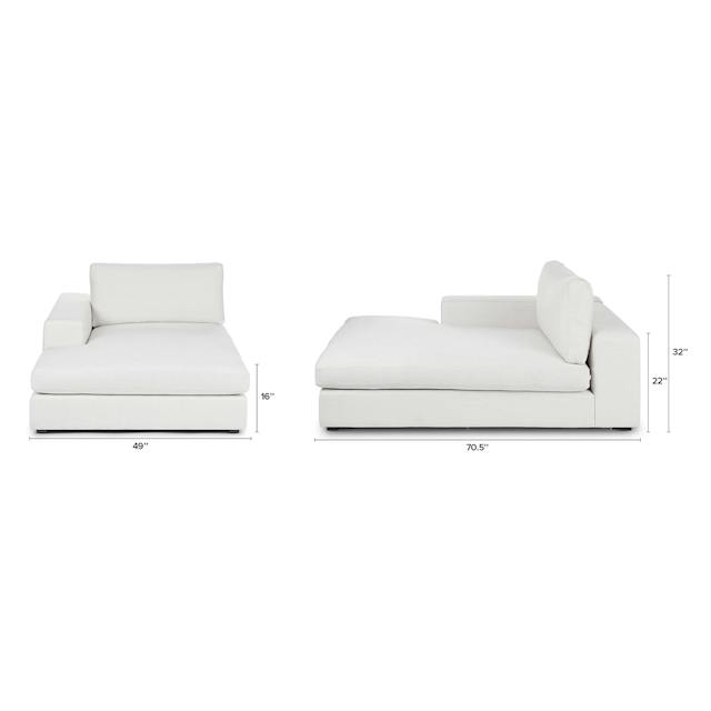 Beta Quartz White Fabric Modular Sofa Module, Left Chaise | Article