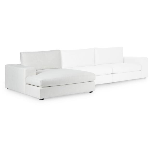Beta Quartz White Fabric Modular Sofa Module, Left Chaise | Article