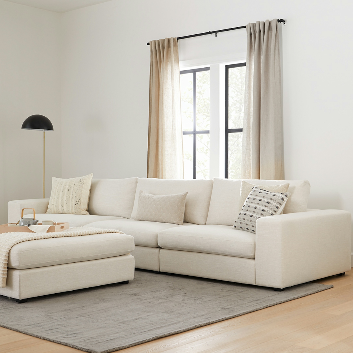 Beta Quartz White Fabric Modular Sectional Sofa | Article