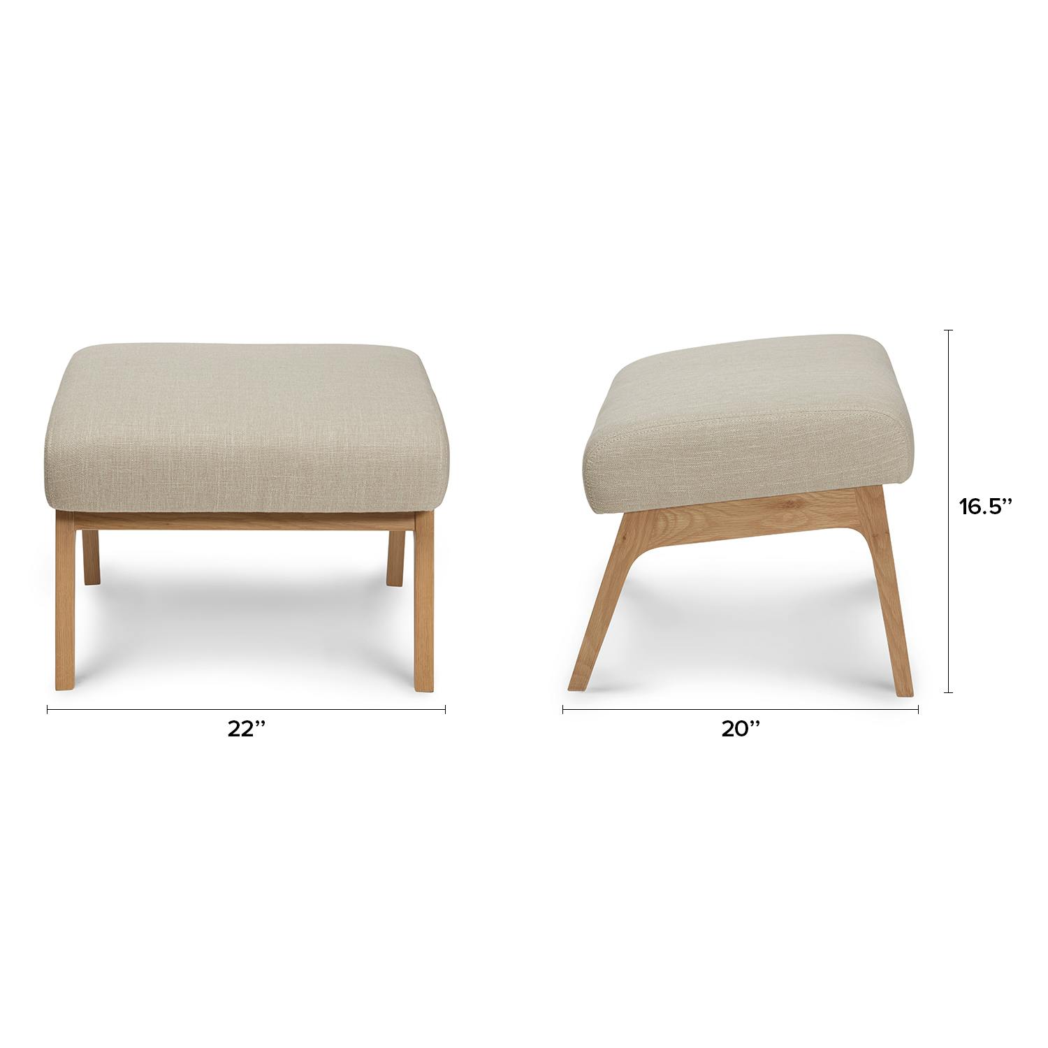 BOTHY Canvas Ottoman オーク無垢材 Square Oak & Light Welsh Gray Fabric Ottoman | Otio | Article