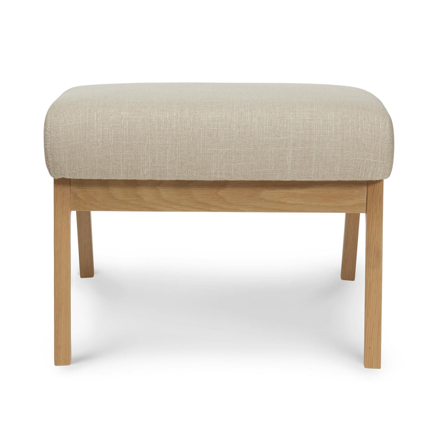Square Oak & Light Welsh Gray Fabric Ottoman | Otio | Article
