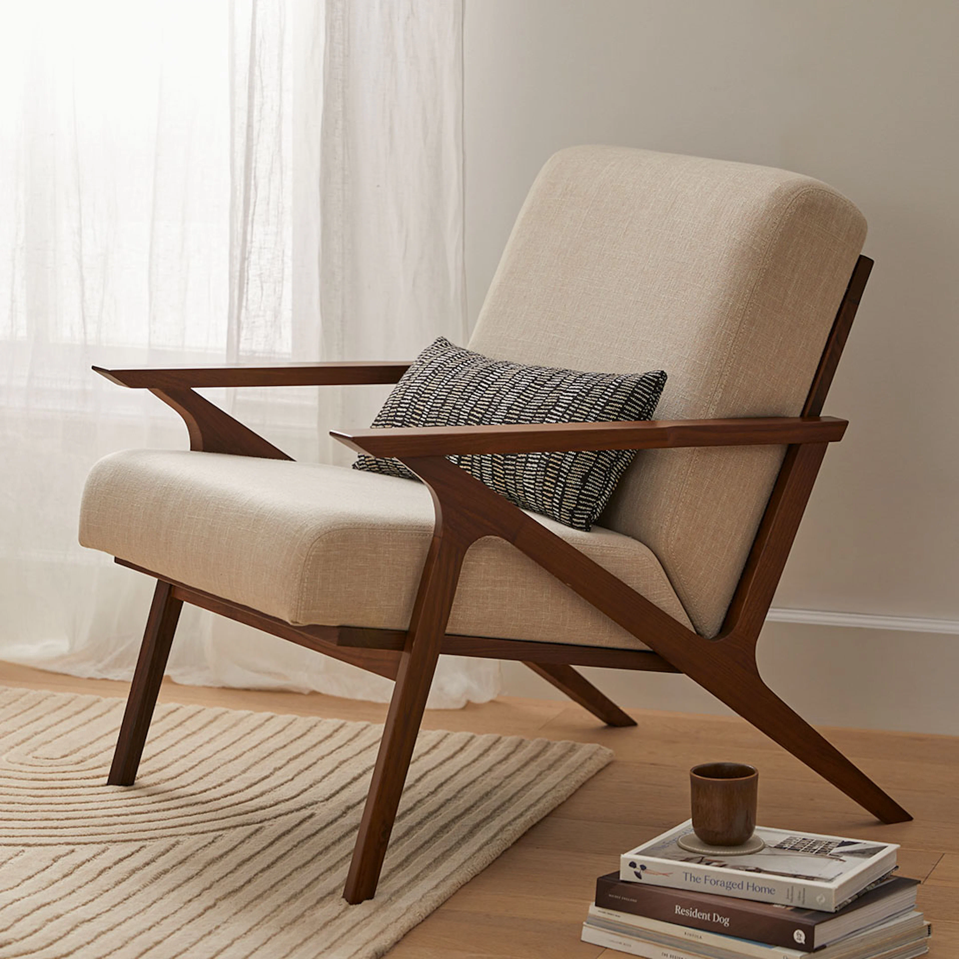 Otio 26" Walnut & Welsh Taupe Lounge Chair