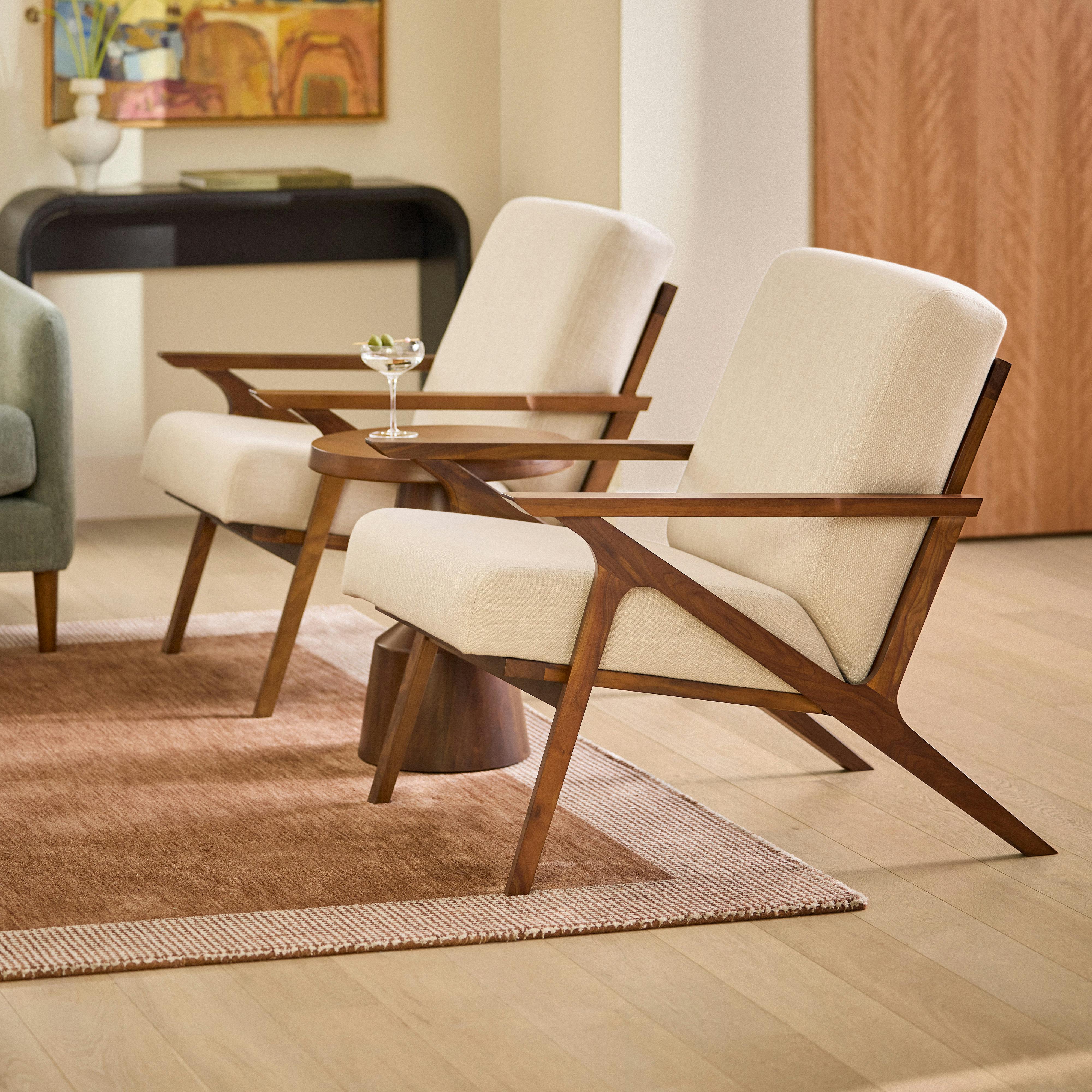 Walnut & Light Welsh Gray Fabric Lounge Chair | Otio | Article