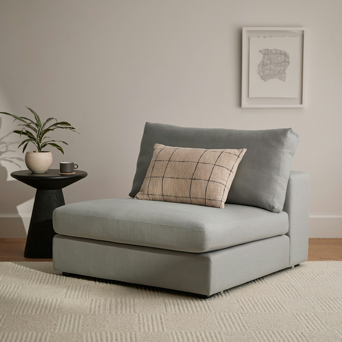Beta Welsh Gray Fabric Modular Sofa Module, Armless | Article