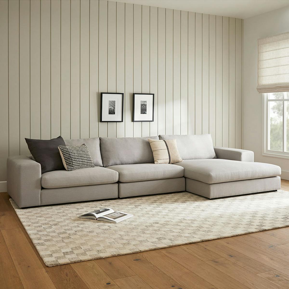 Light Gray Upholstered Modular 3 Seat...