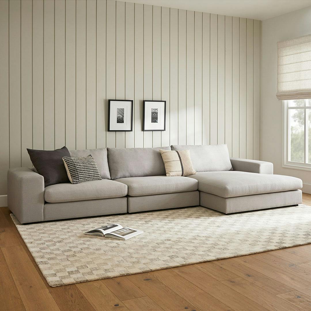 Light Gray Upholstered Modular 3 Seat...