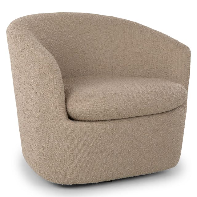 Lunaria Sandstone Bouclé Fabric Swivel Lounge Chair Turoy Article