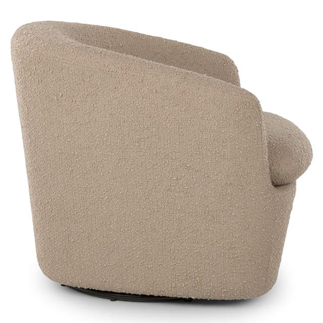 Lunaria Sandstone Bouclé Fabric Swivel Lounge Chair Turoy Article