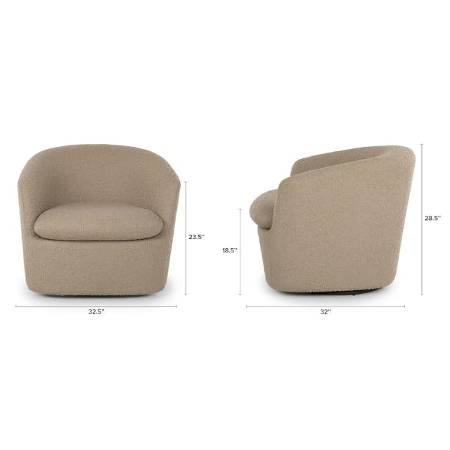 Lunaria Sandstone Bouclé Fabric Swivel Lounge Chair Turoy Article