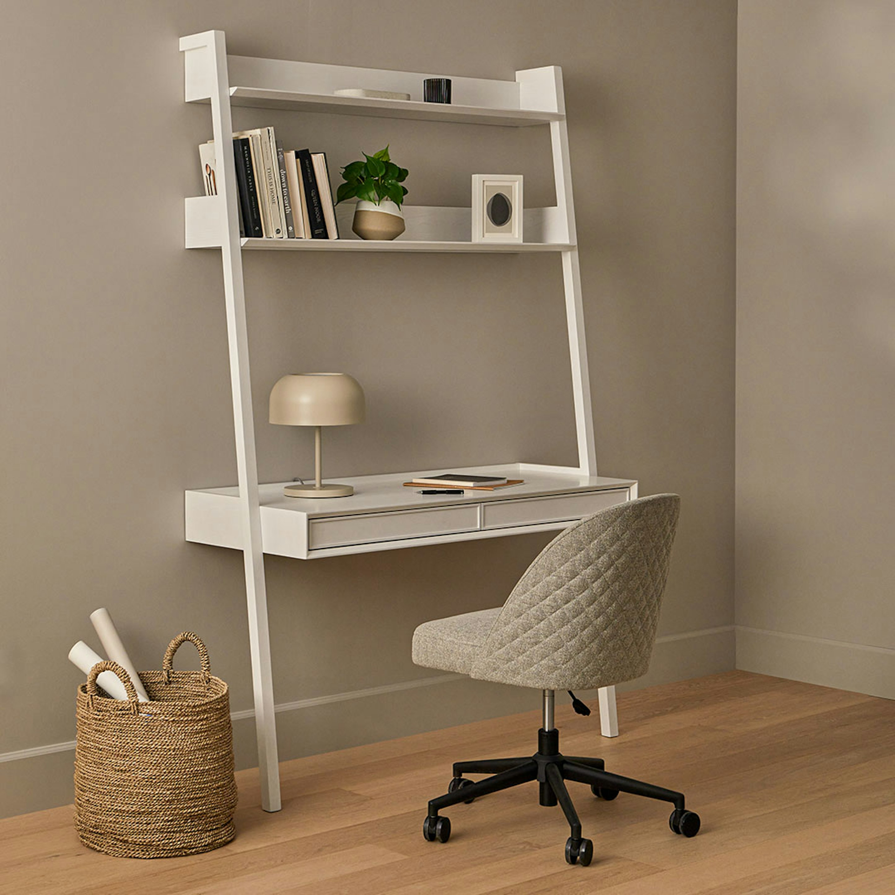 Fantol White Ash Wood Multipurpose Desk Hutch Article