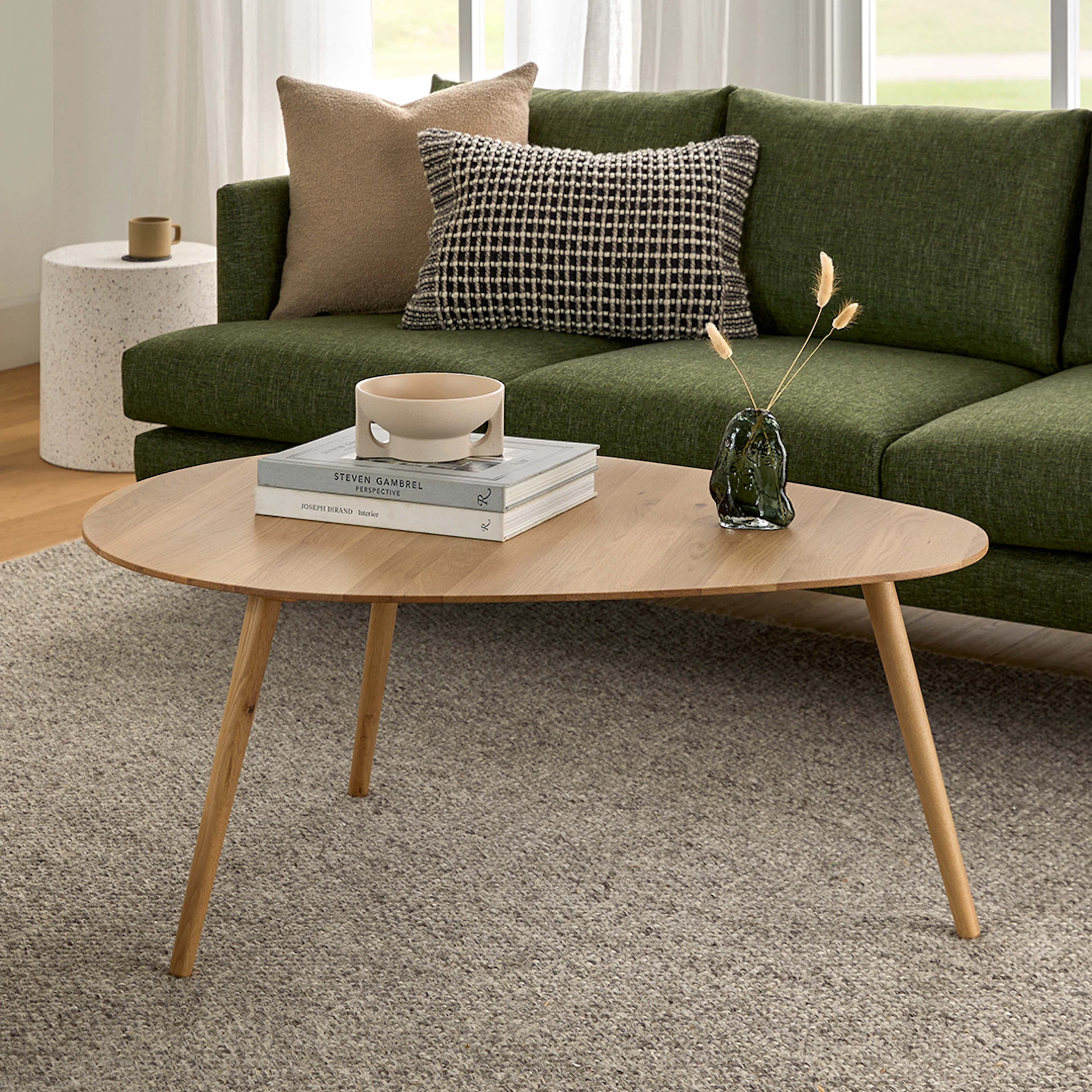 Amoeba 42.5" White Oak Coffee Table - Modern Design