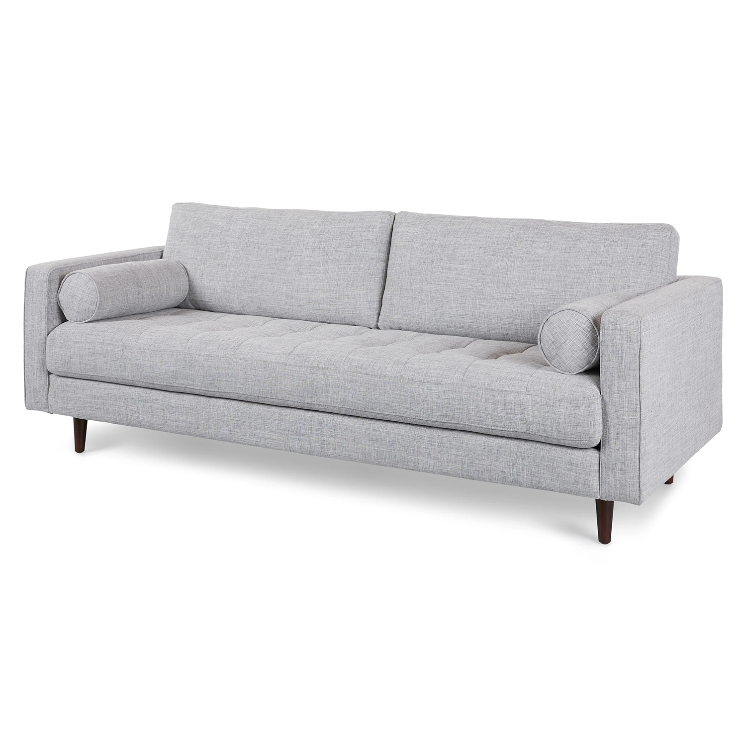 Sven Walnut & Stone Gray Fabric 3 Seater Sofa | Article