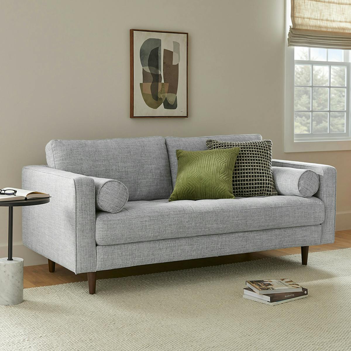 Sven Stone Gray Tufted Loveseat
