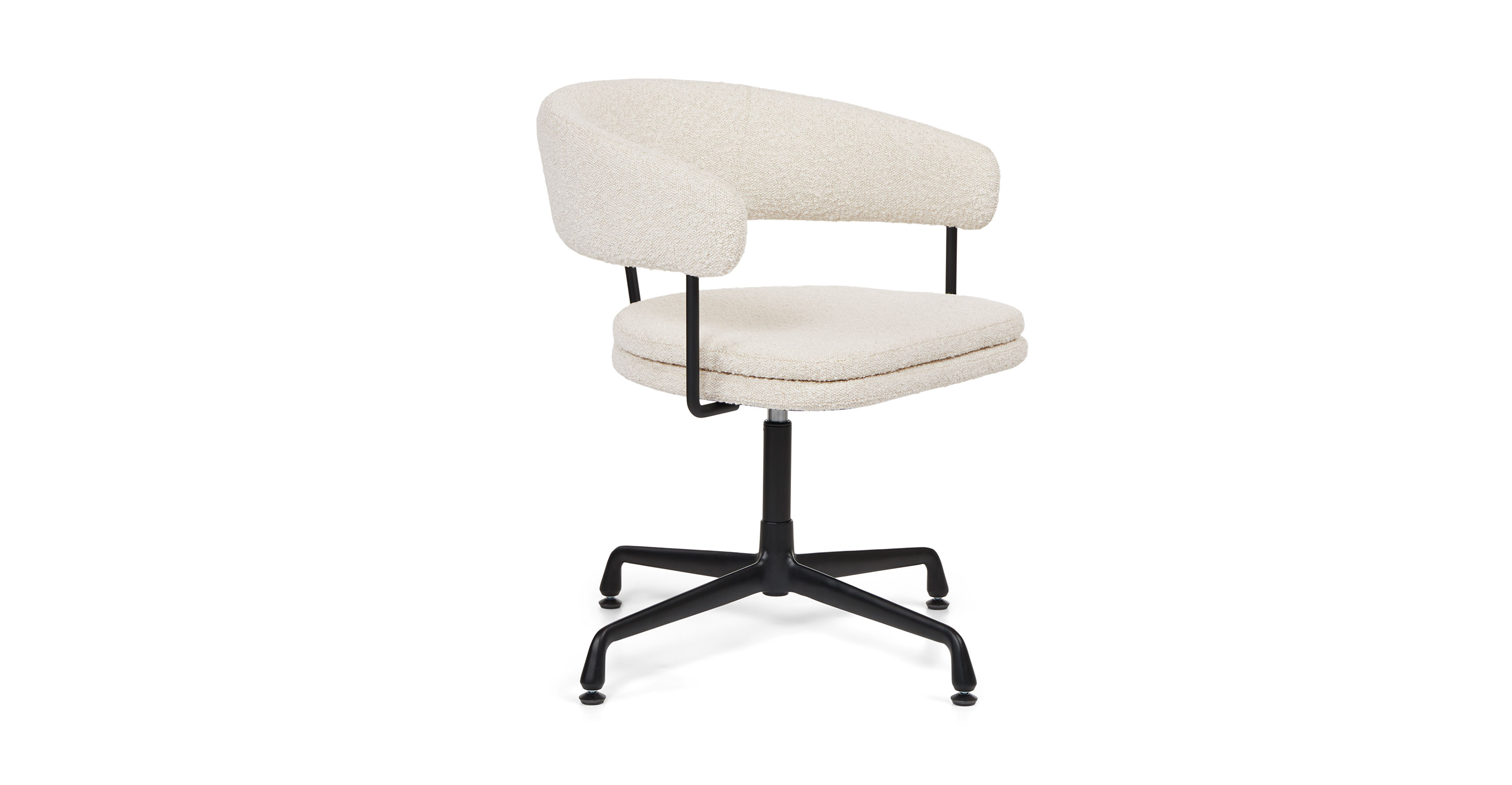 Cream Boucle Swivel Office Chair with Arms - Lulu - Furniture123