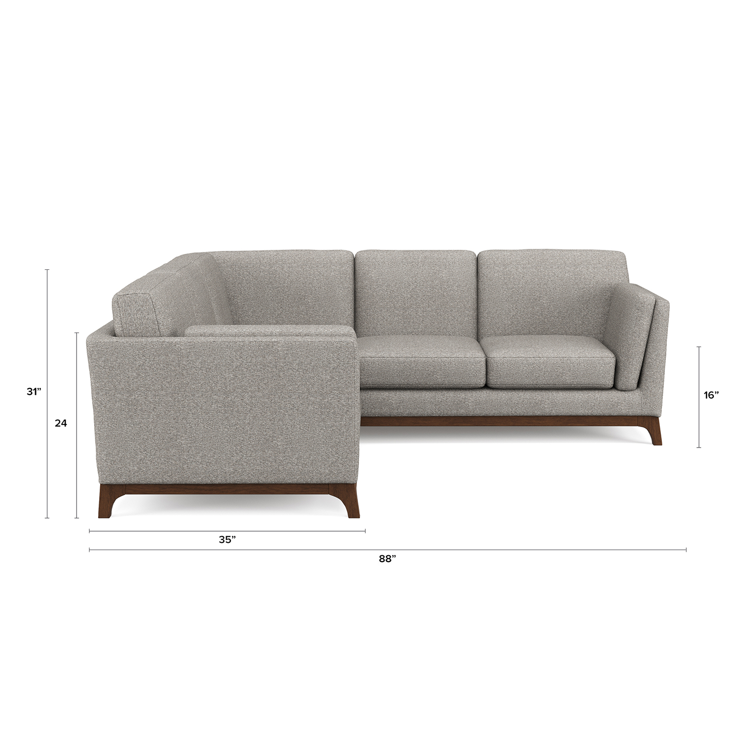 コクサイ NEW CENTURY Ceni Walnut & Quarry Gray Fabric Corner Sectional | Article
