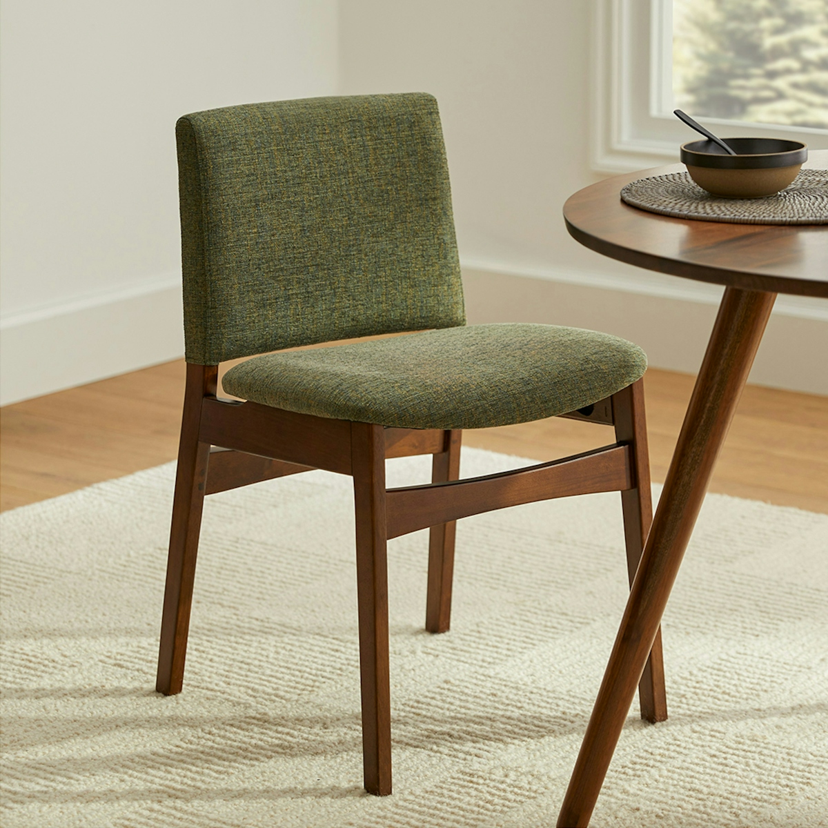 Walnut & Hemlock Green Fabric Dining Chair | Nosh | Article