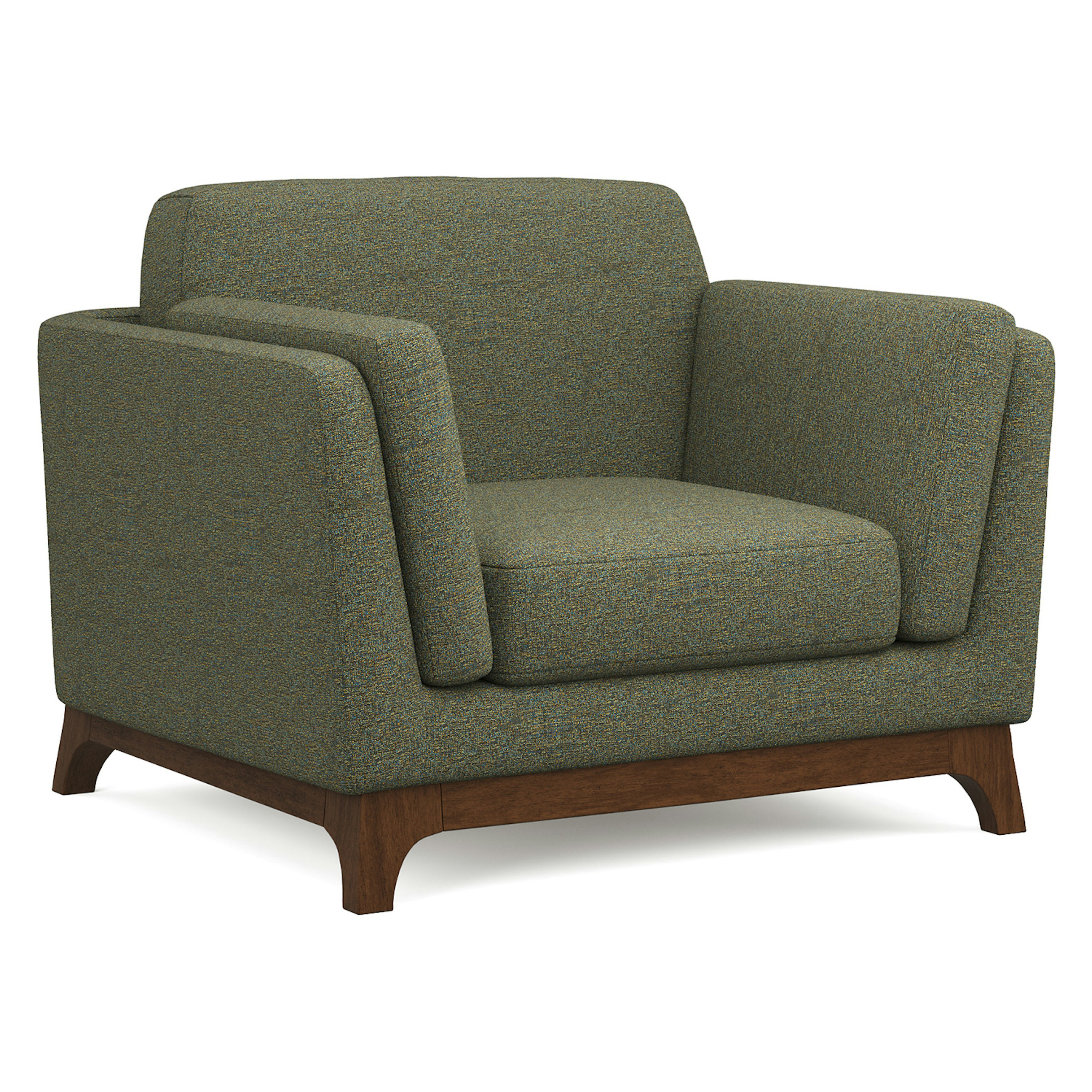 Ceni Walnut Hemlock Green Fabric Armchair Article