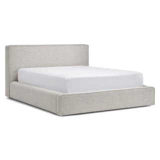 Cigar Queen Upholstered Storage Bed - Birch Ivory