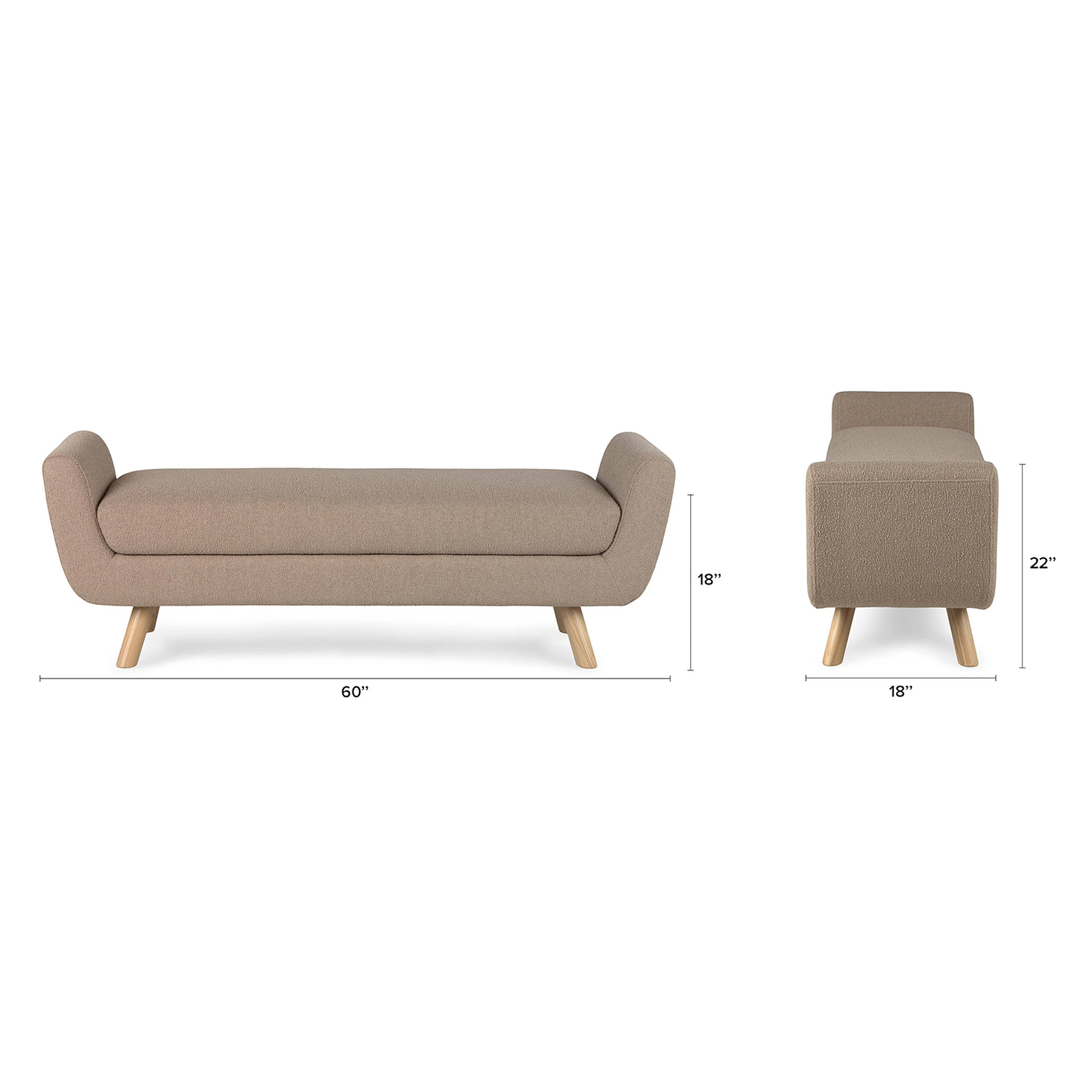 Gabriola 60" Bench - Sandstone Wool Bouclé