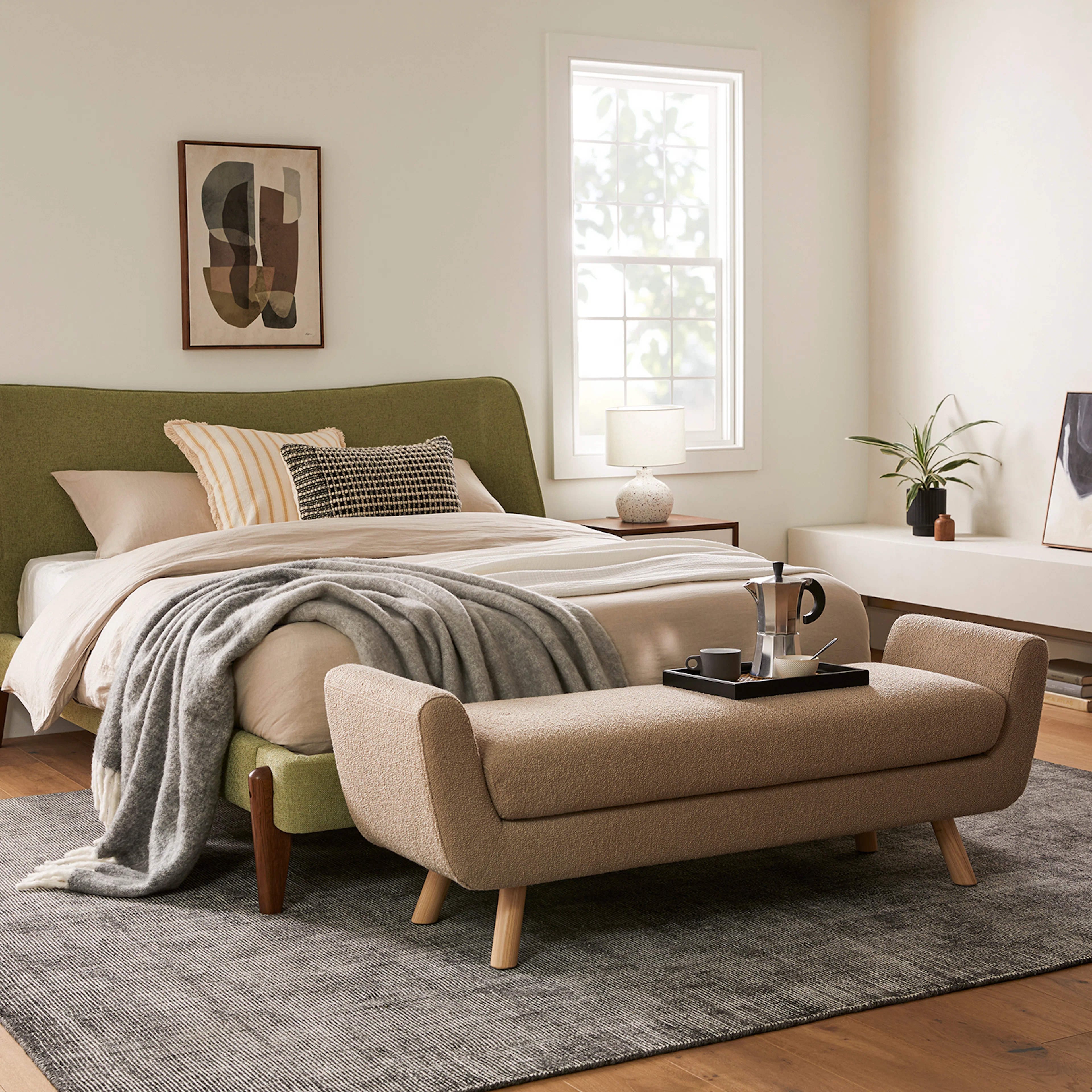 Gabriola 60" Bench - Sandstone Wool Bouclé