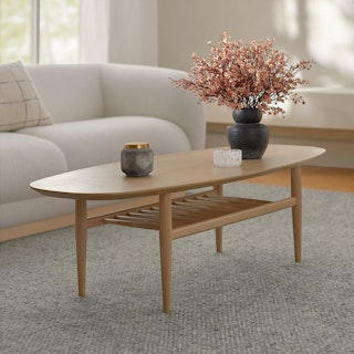 Lenia 53.5" Oval Coffee Table - White Oak