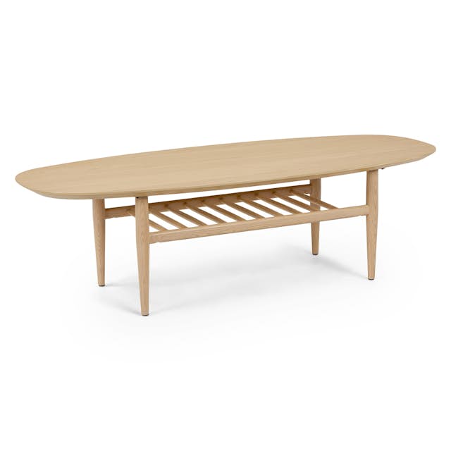 White Oak Wood Oval Coffee Table Lenia Article