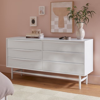 Lenia White 6-Drawer Double Dresser