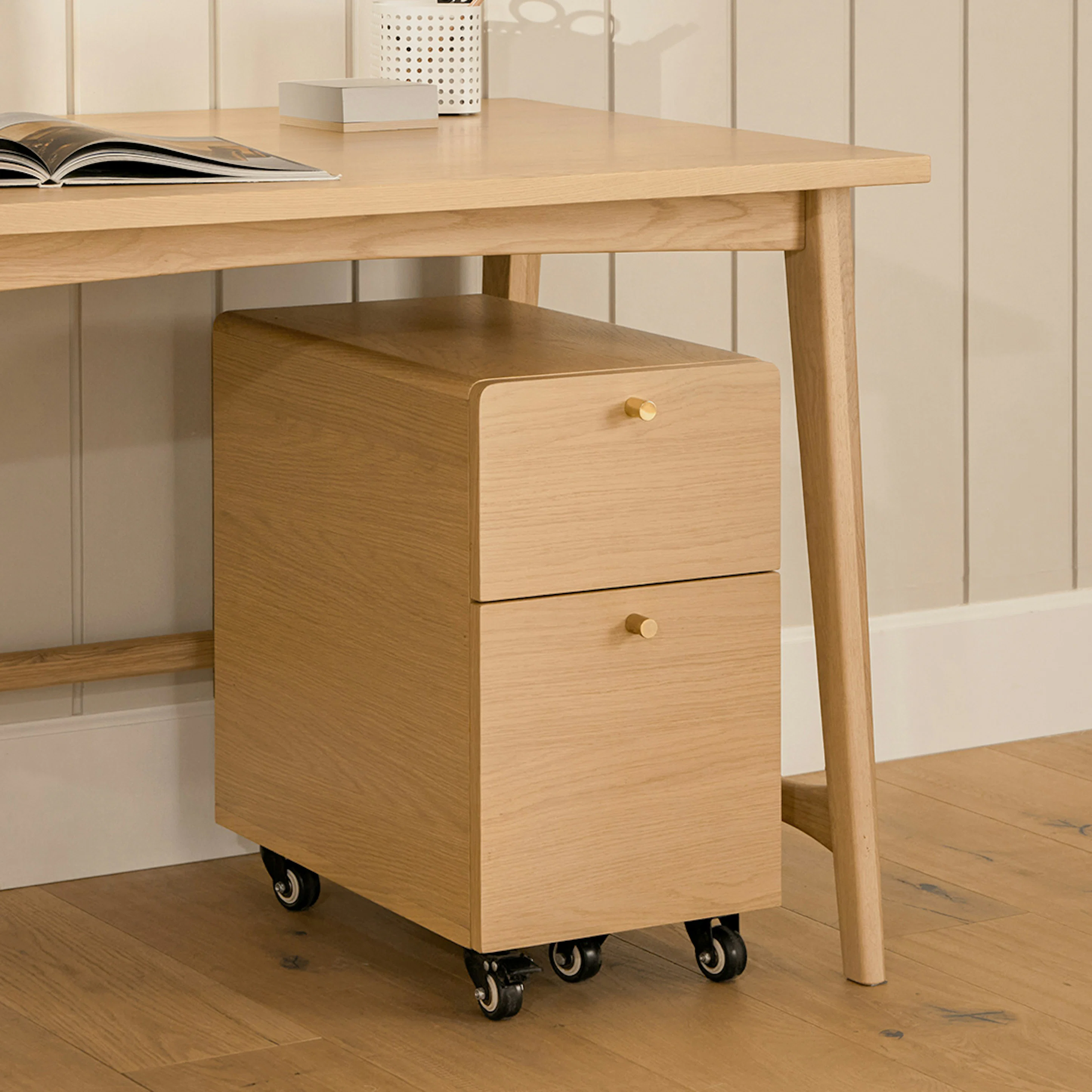 Krossa 12" File Cabinet - White Oak
