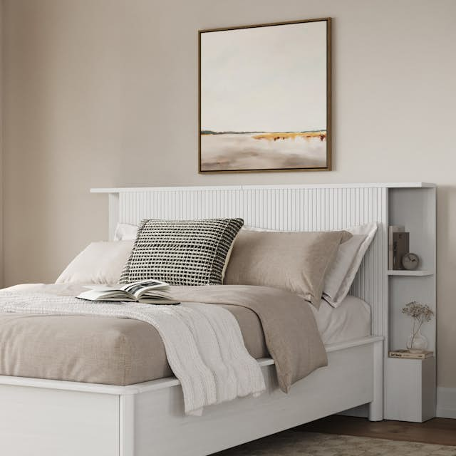 White Ash Queen Sized Wood Headboard w/ Storage | Kouva | Article