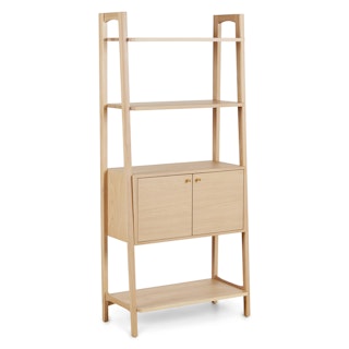 Krossa 31.5" Shelving Unit with Storage - White Oak