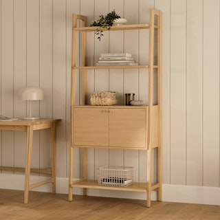 Krossa 31.5" Shelving Unit with Storage - White Oak