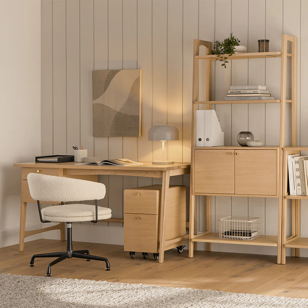 Krossa 31.5" Shelving Unit with Storage - White Oak