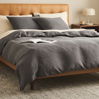 Leni King Cotton Gauze Duvet Cover - Charcoal
