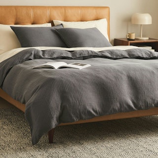 Leni Queen Cotton Gauze Duvet Cover - Charcoal