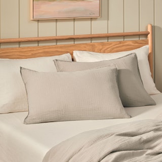 Leni Standard Cotton Gauze Sham Set - Light Taupe