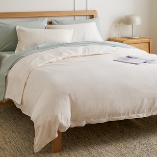 Alto Queen Linen Duvet Cover - Ivory White